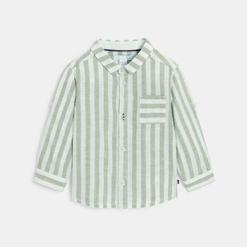 قميص من الكتان والقطن أخضر...